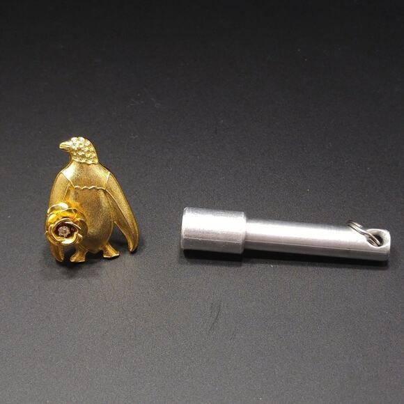 Kirks Folly Penguin Scarf Pin Necklace Enhancer, Gold Plated, 1 1/2 Inches - Picture 7 of 7